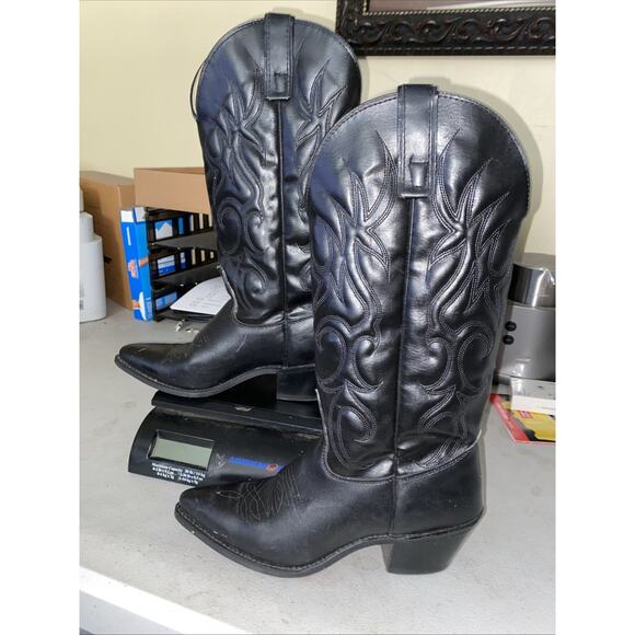 Sheplers Women's Black Leather Western Cowboy Boots Size 7 - Picture 1 of 5